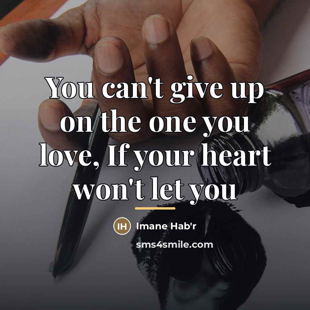 “You can't give up on the one you love, If…” quote by Imane Hab'r