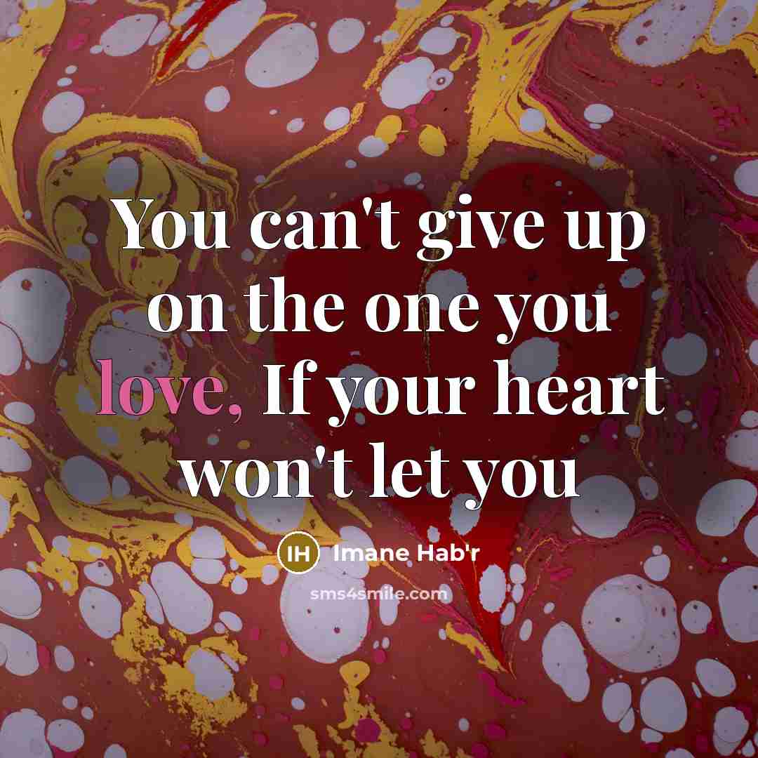 “You can't give up on the one you love, If your heart won't let you” quote by Imane Hab'r