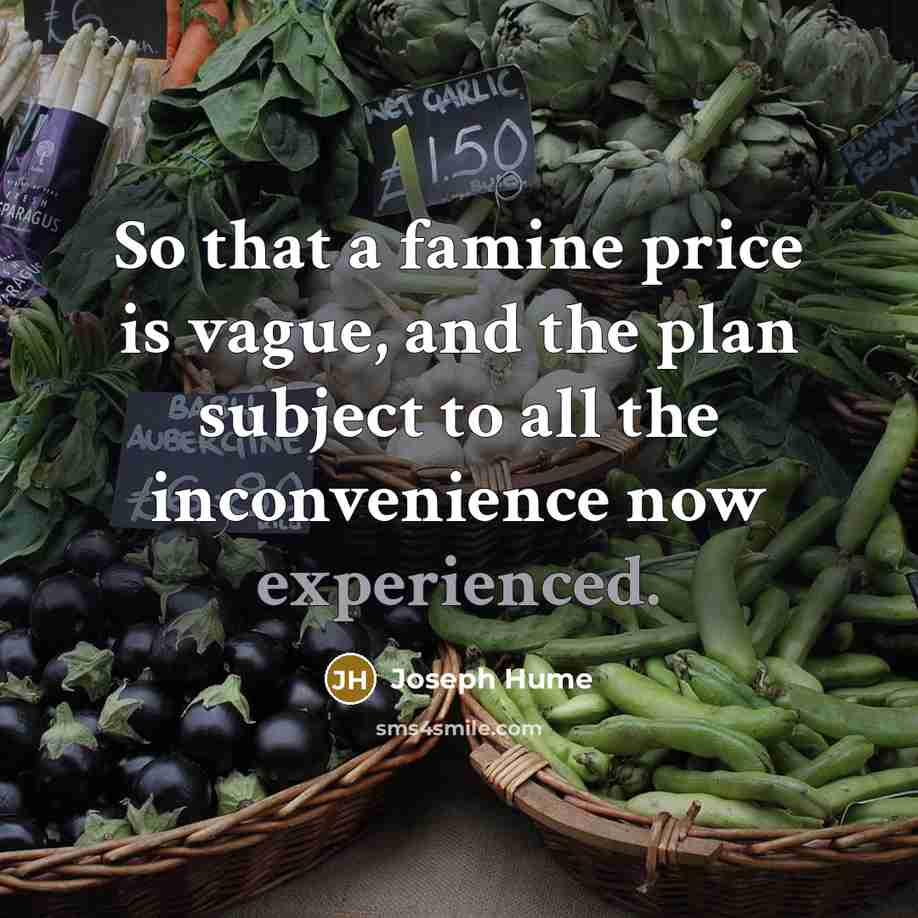“So that a famine price is vague, and the plan…” quote by Joseph Hume