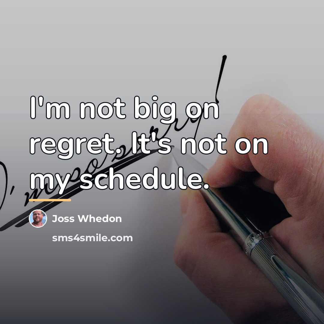 “I'm not big on regret. It's not on my schedule.…” quote by Joss Whedon