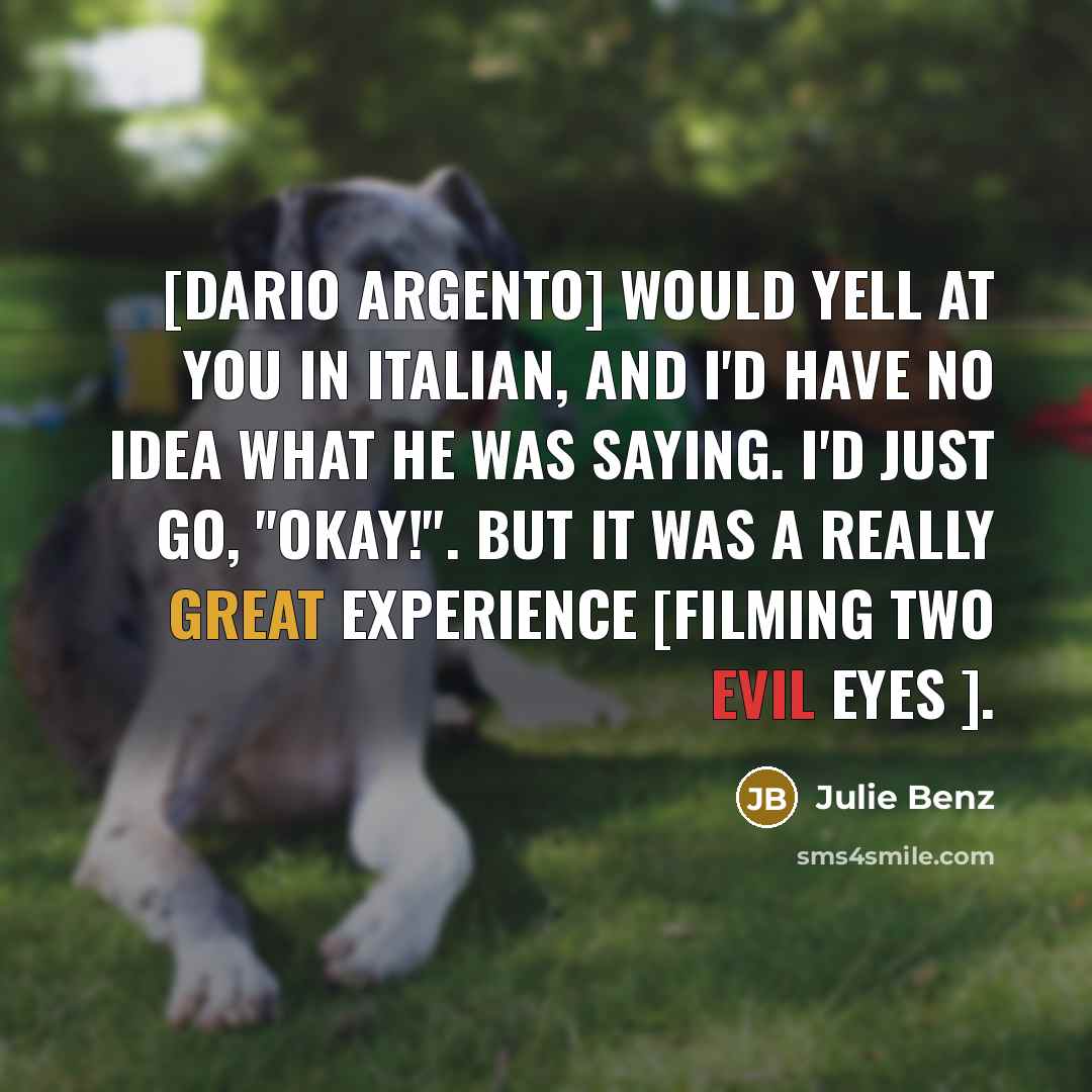 “[Dario Argento] would yell at you in Italian, and I'd…” quote by Julie Benz