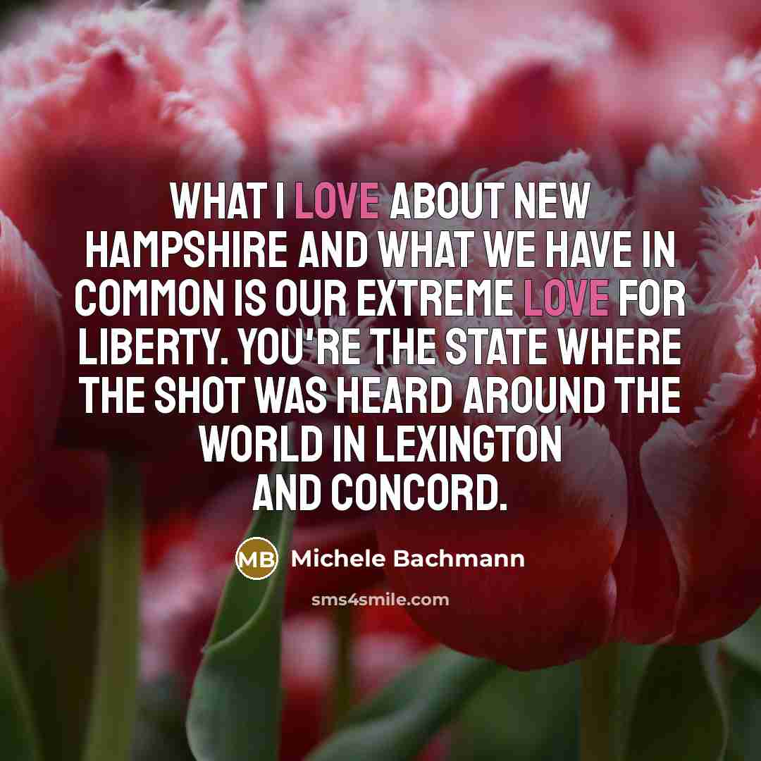 “What I love about New Hampshire and what we have…” quote by Michele Bachmann
