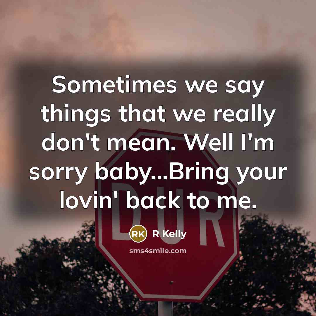 “Sometimes we say things that we really don't mean. Well I'm sorry baby...Bring your lovin' back to me.” quote by R Kelly