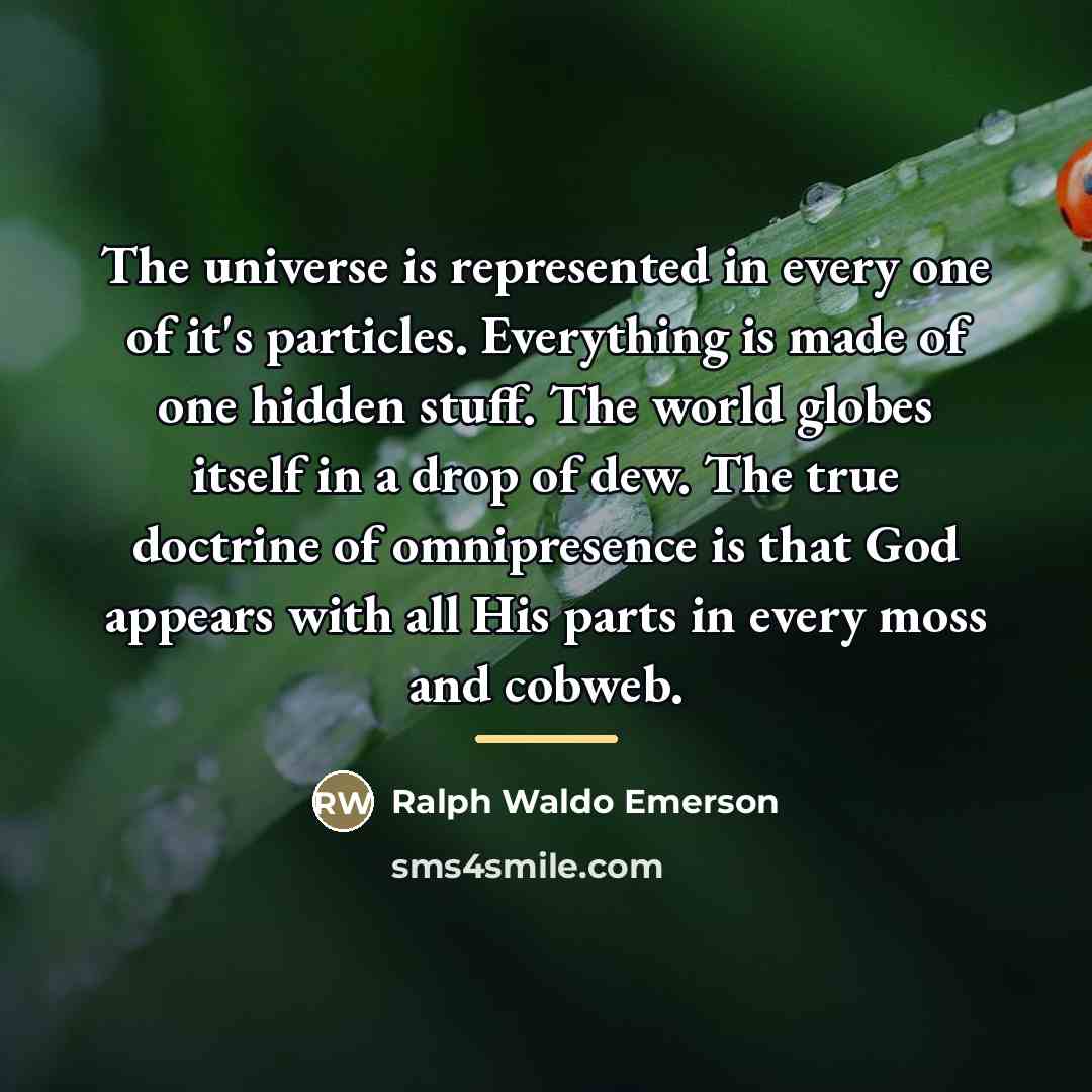 “The universe is represented in every one of it's particles.…” quote by Ralph Waldo Emerson