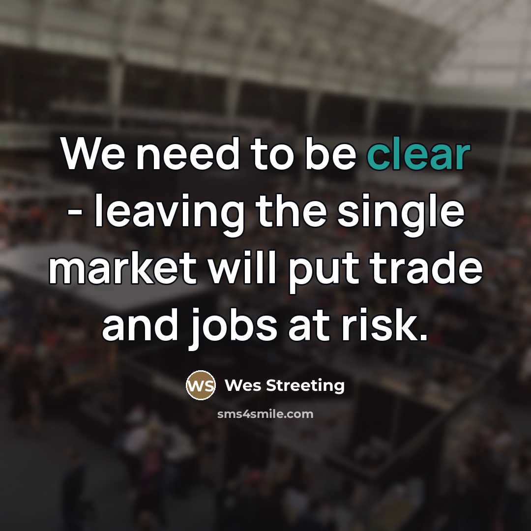 “We need to be clear - leaving the single market…” quote by Wes Streeting