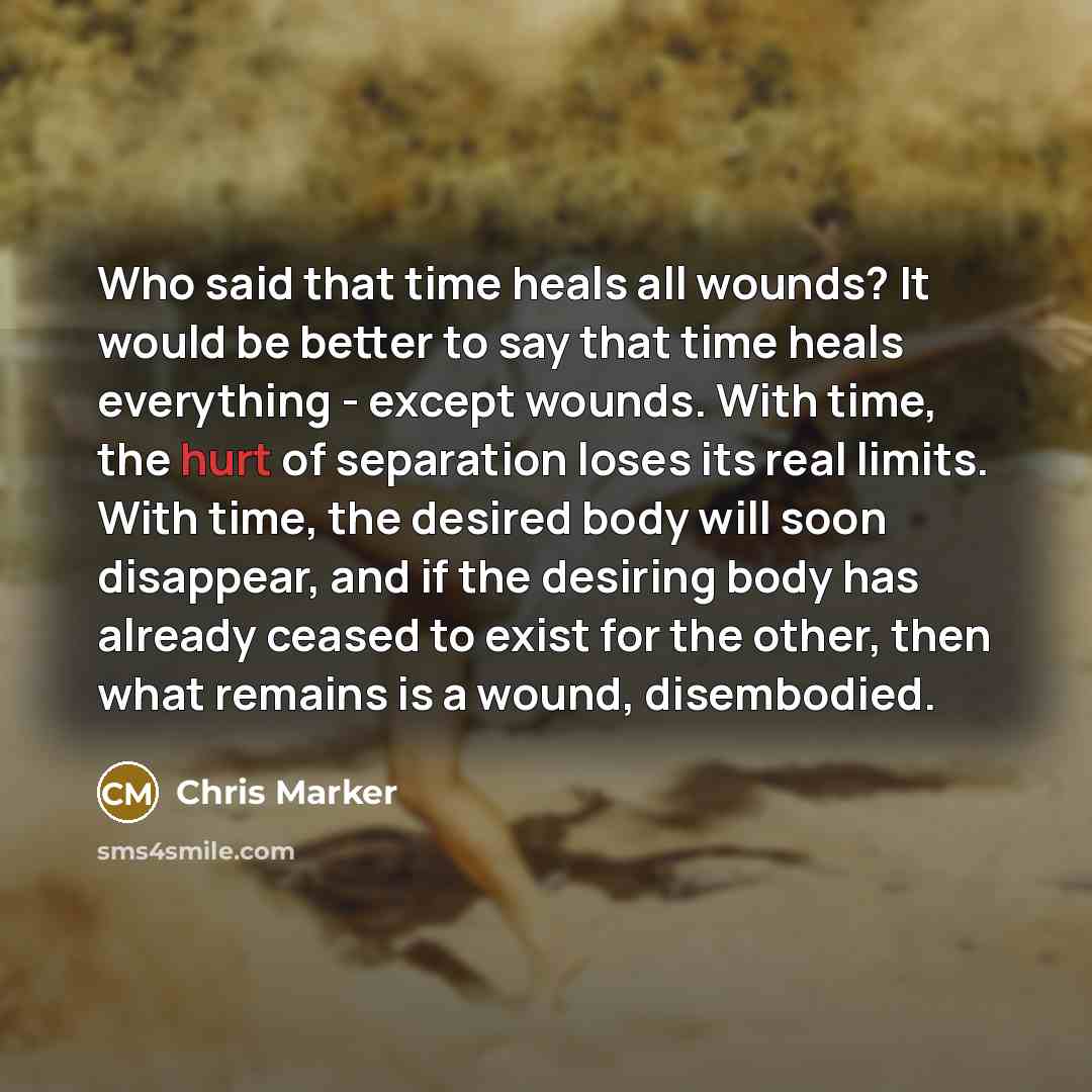 “Who said that time heals all wounds? It would be…” quote by Chris Marker