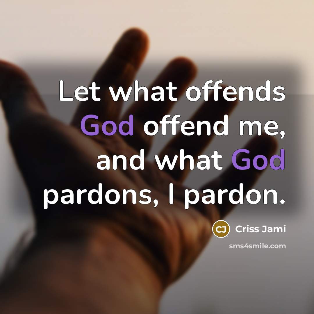 “Let what offends God offend me, and what God pardons,…” quote by Criss Jami