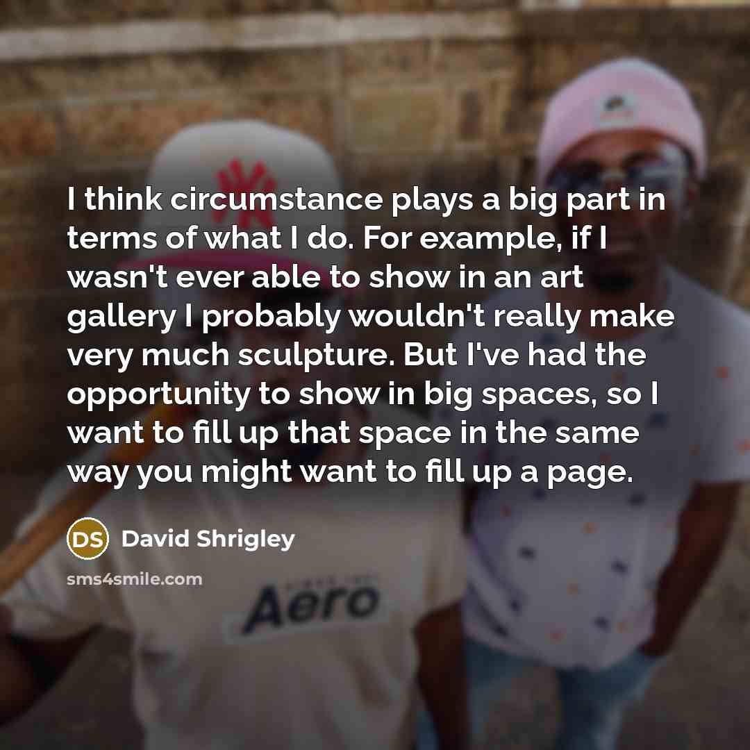 “I think circumstance plays a big part in terms of…” quote by David Shrigley