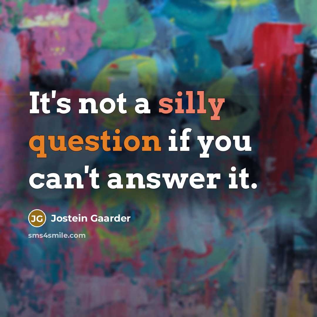 “It's not a silly question if you can't answer it.” quote by Jostein Gaarder
