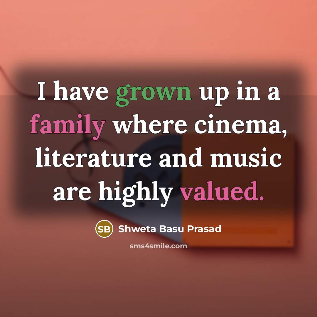 “I have grown up in a family where cinema, literature…” quote by Shweta Basu Prasad