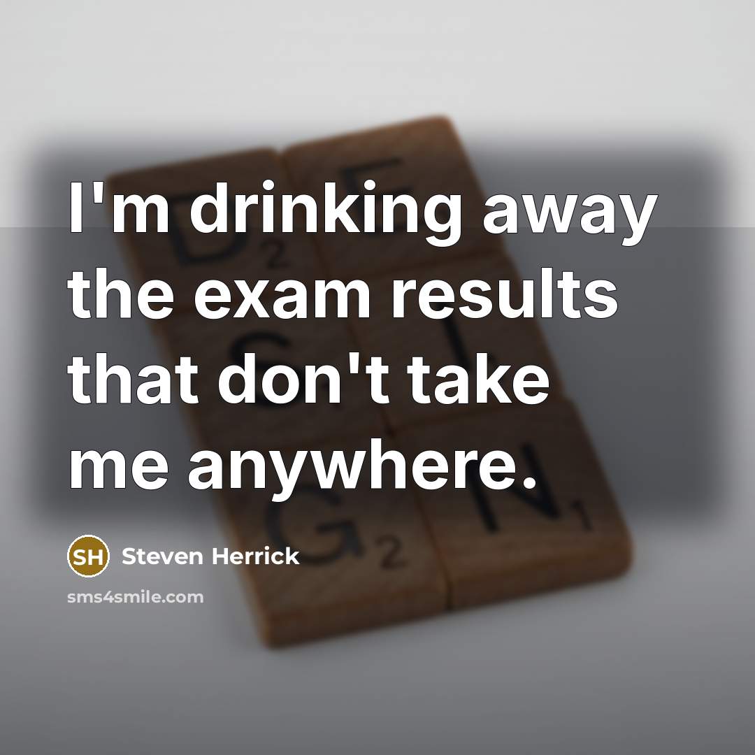 “I'm drinking away the exam results that don't take me…” quote by Steven Herrick