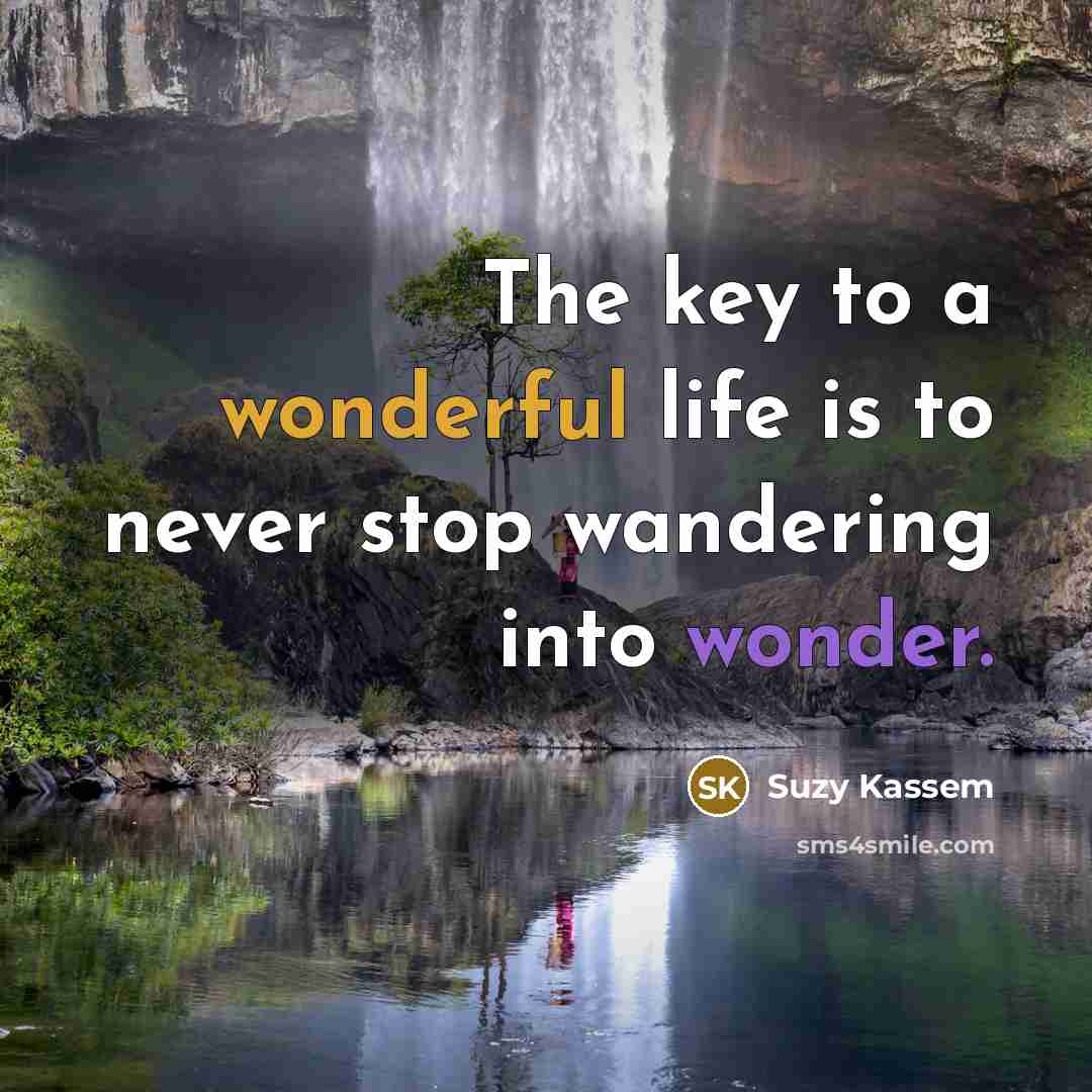 “The key to a wonderful life is to never stop…” quote by Suzy Kassem