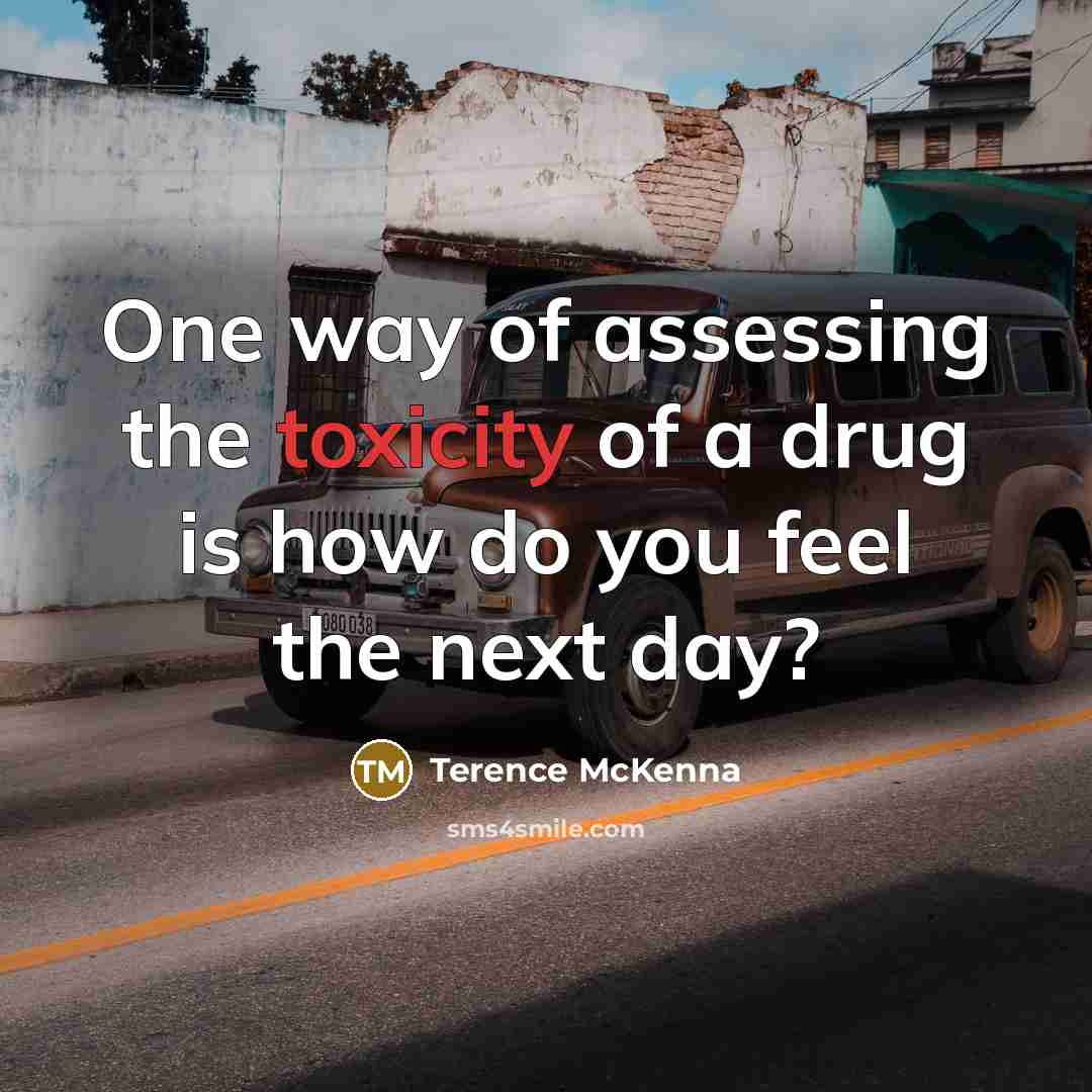 “One way of assessing the toxicity of a drug is…” quote by Terence McKenna