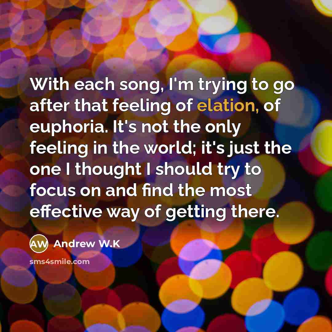 “With each song, I'm trying to go after that feeling…” quote by Andrew W.K