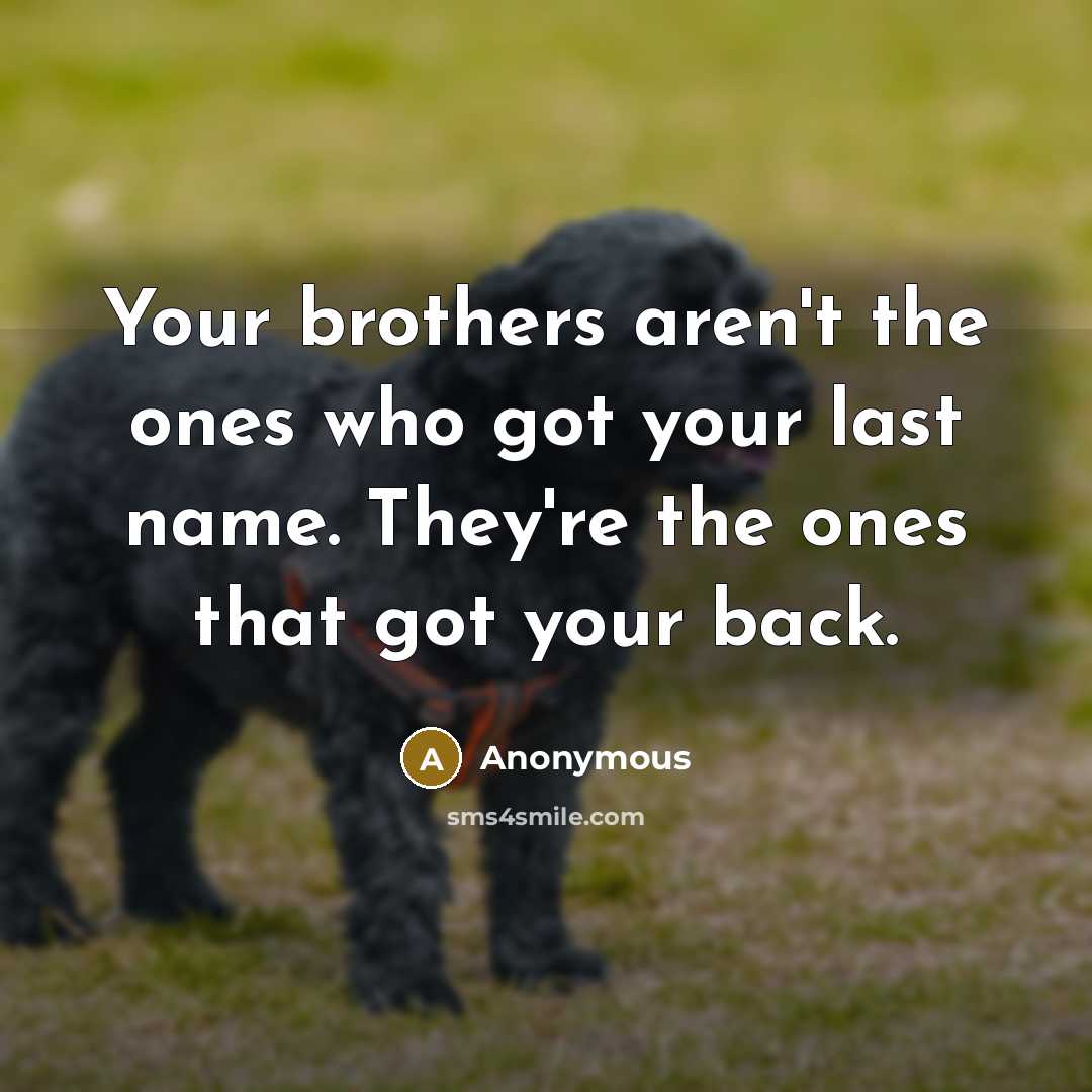“Your brothers aren't the ones who got your last name. They're the ones that got your back.” quote by Anonymous