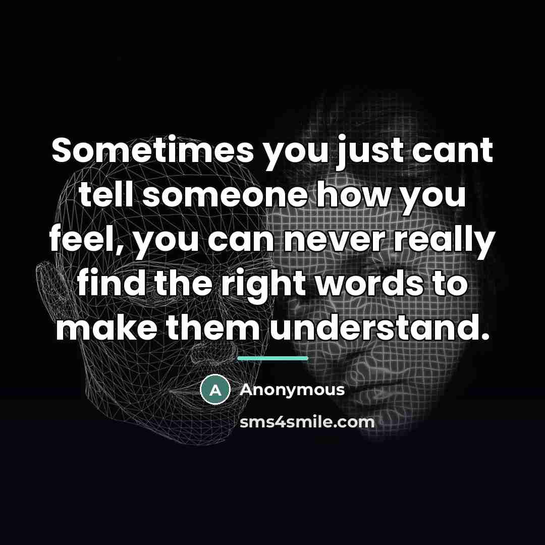 “Sometimes you just cant tell someone how you feel, you…” quote by Anonymous