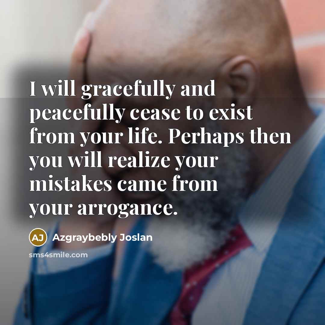 “I will gracefully and peacefully cease to exist from your…” quote by Azgraybebly Joslan