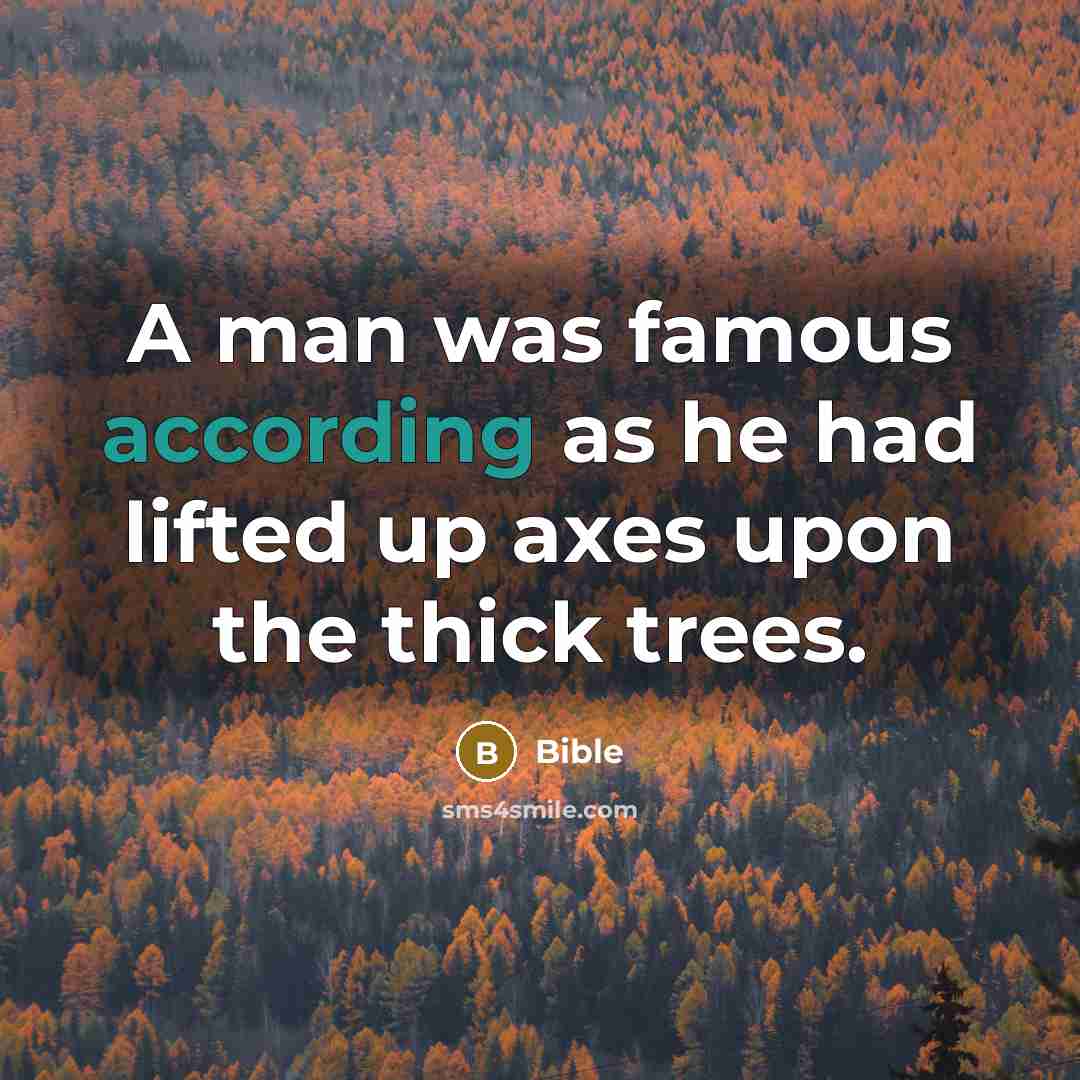 “A man was famous according as he had lifted up axes upon the thick trees.” quote by Bible