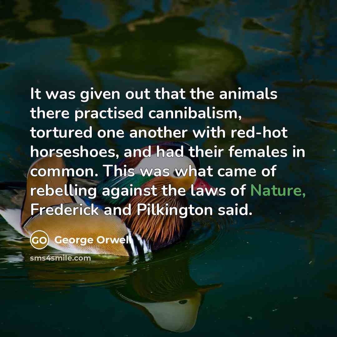 “It was given out that the animals there practised cannibalism,…” quote by George Orwell