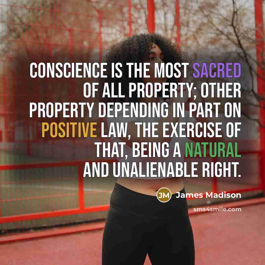 “Conscience is the most sacred of all property; other property…” quote by James Madison