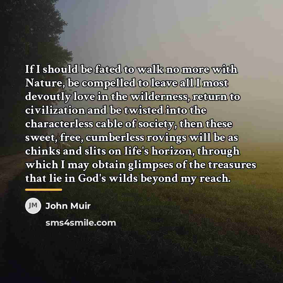 “If I should be fated to walk no more with…” quote by John Muir