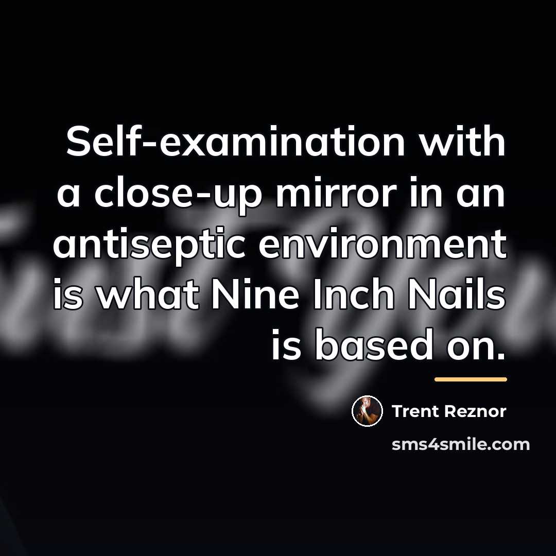 “Self-examination with a close-up mirror in an antiseptic environment is…” quote by Trent Reznor