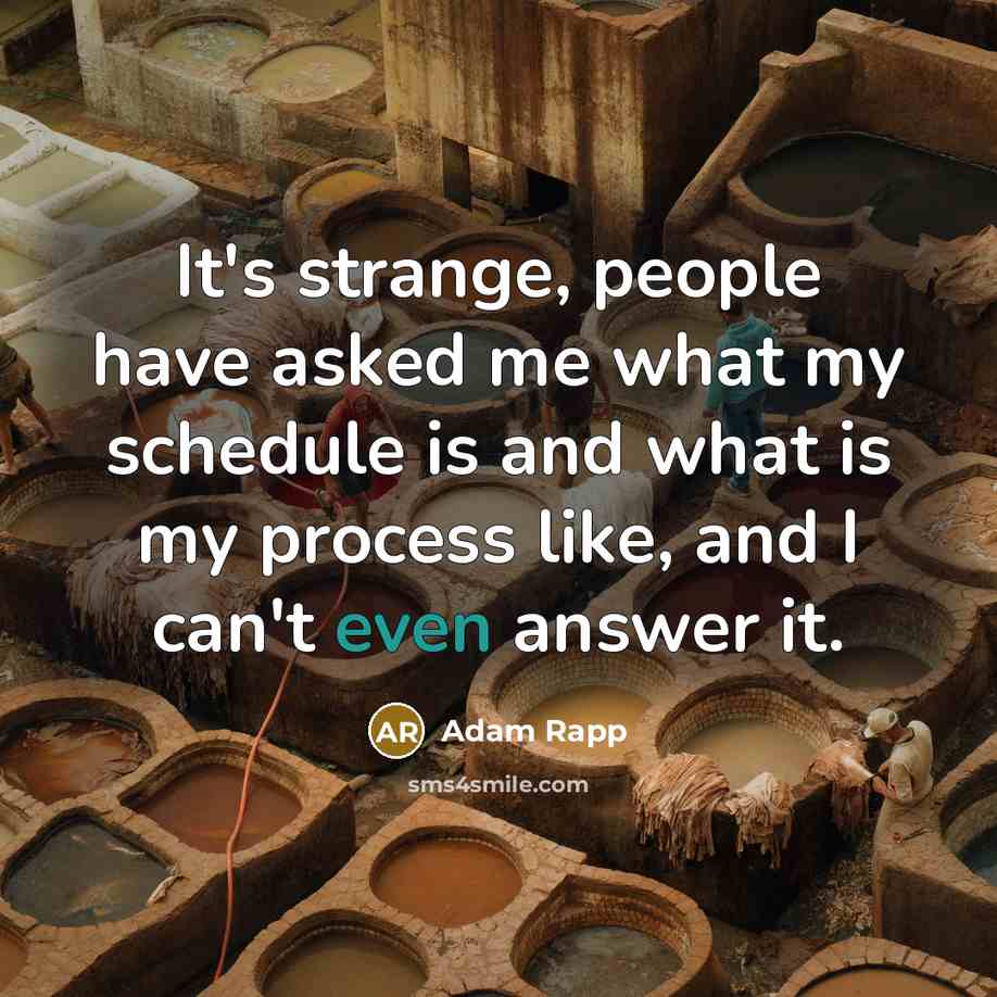 “It's strange, people have asked me what my schedule is…” quote by Adam Rapp
