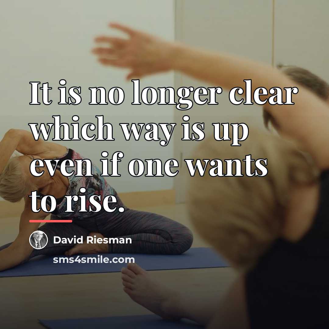 “It is no longer clear which way is up even…” quote by David Riesman