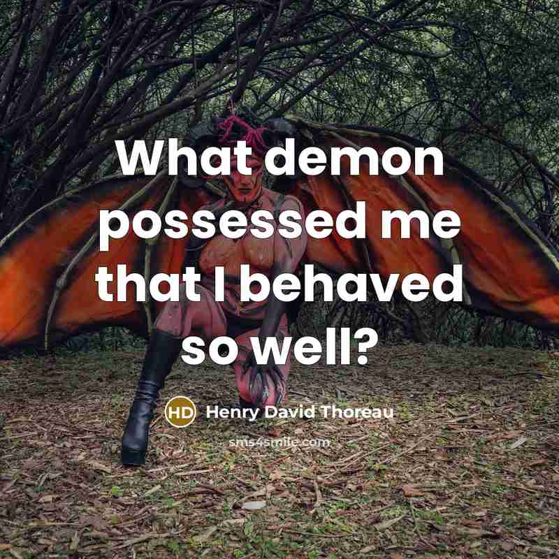 “What demon possessed me that I behaved so well?…” quote by Henry David Thoreau