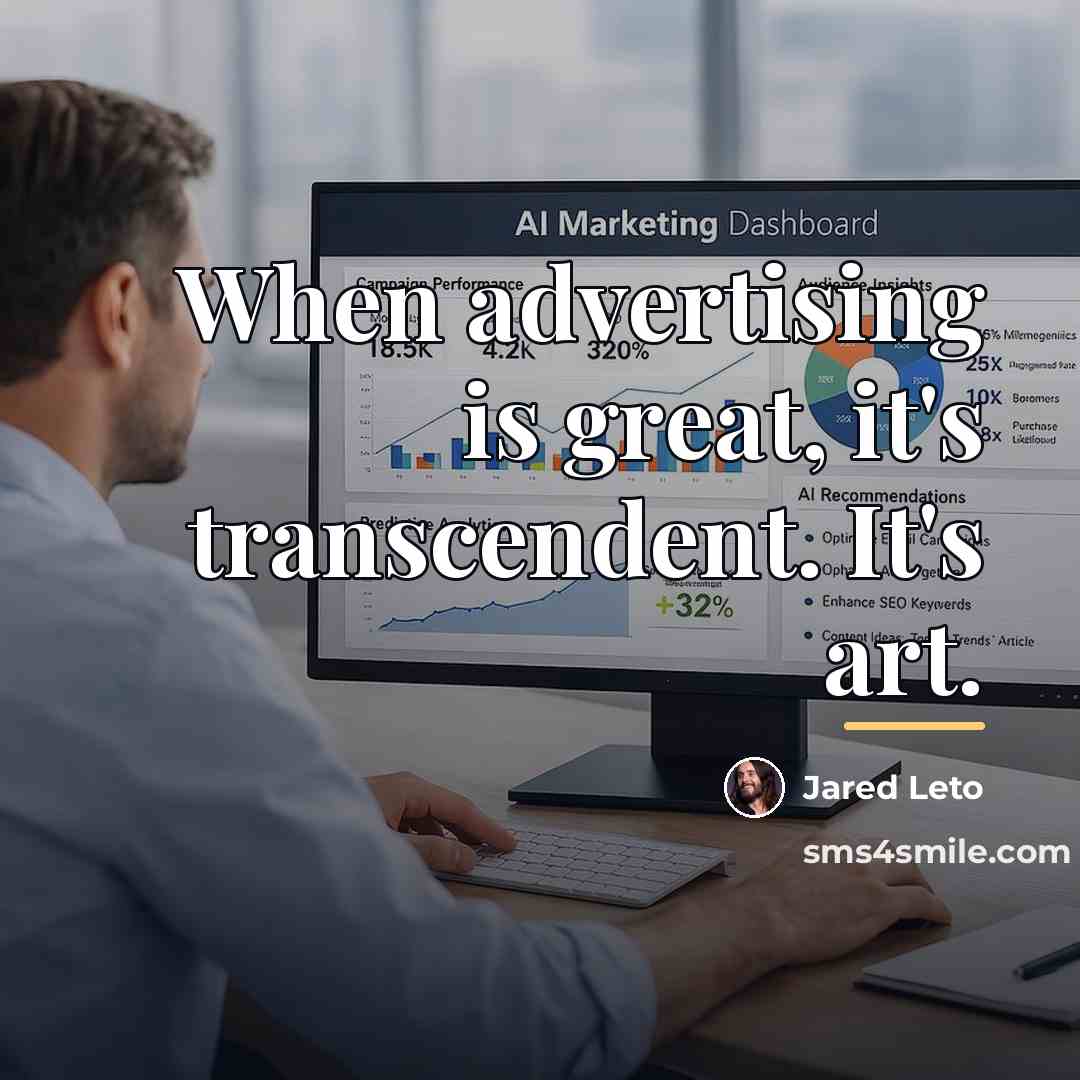 “When advertising is great, it's transcendent. It's art.…” quote by Jared Leto