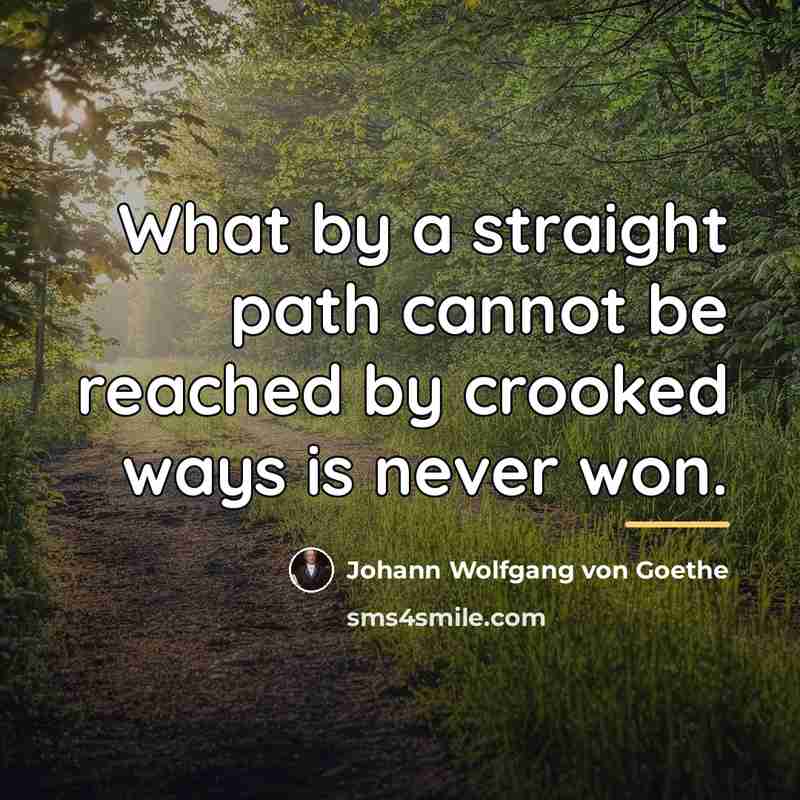 “What by a straight path cannot be reached by crooked…” quote by Johann Wolfgang von Goethe