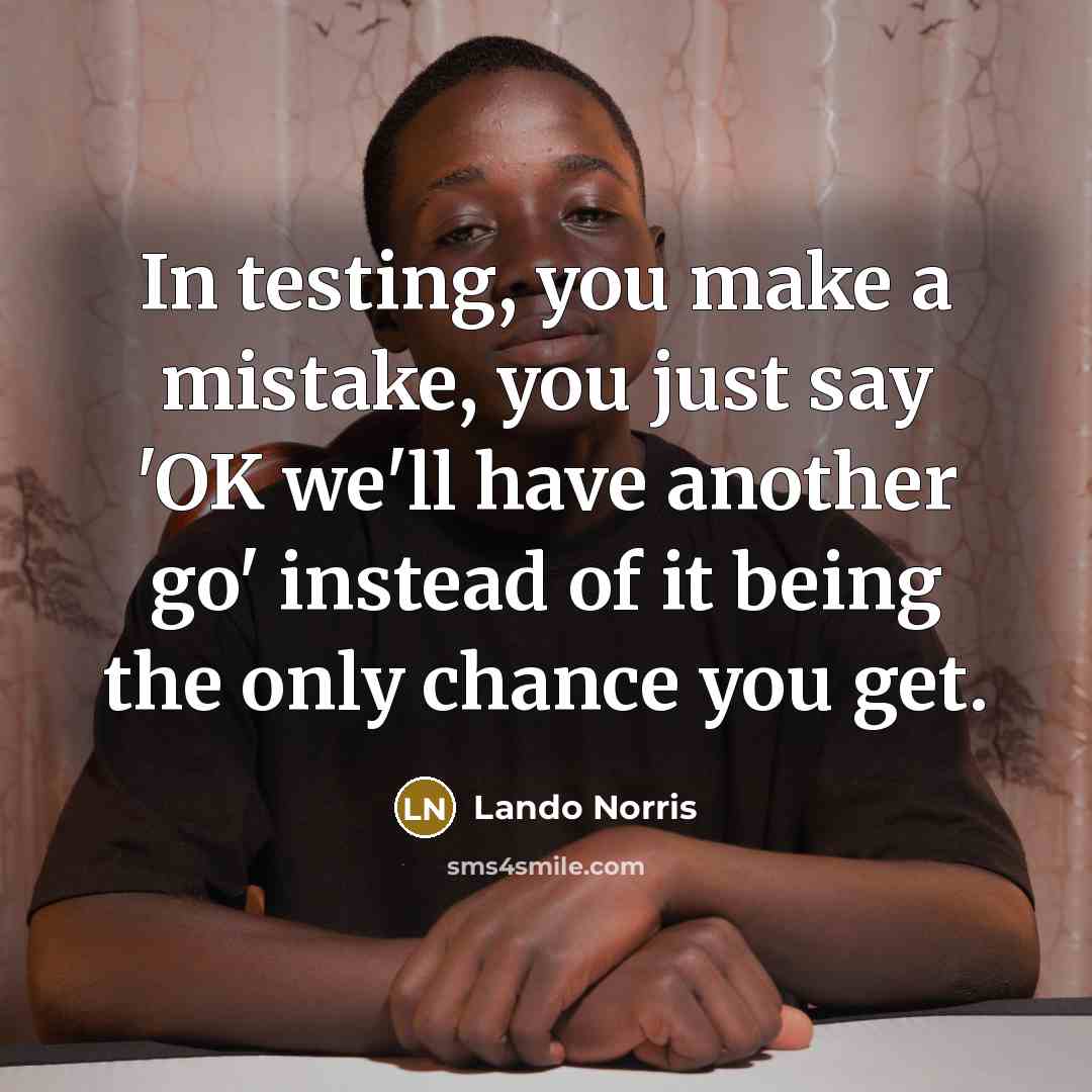 “In testing, you make a mistake, you just say 'OK…” quote by Lando Norris