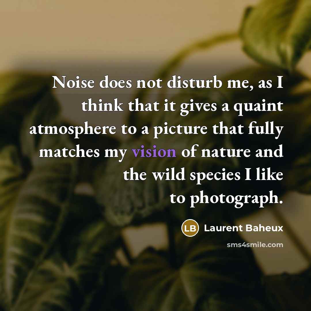 “Noise does not disturb me, as I think that it…” quote by Laurent Baheux