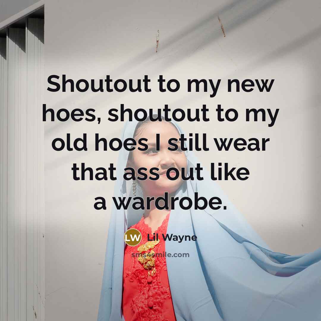 “Shoutout to my new hoes, shoutout to my old hoes I still wear that ass out like a wardrobe.” quote by Lil Wayne