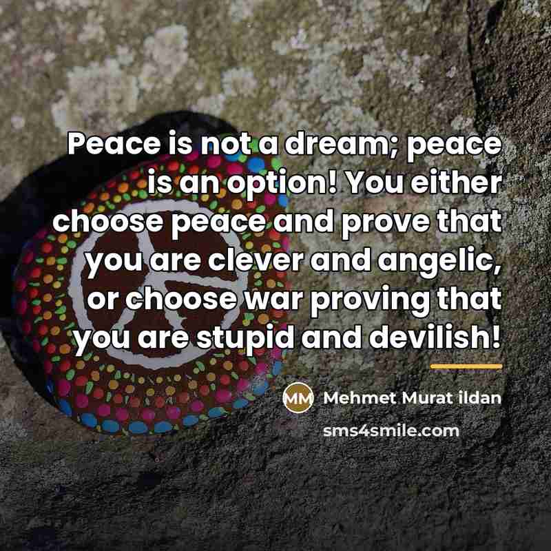 “Peace is not a dream; peace is an option! You…” quote by Mehmet Murat Ildan