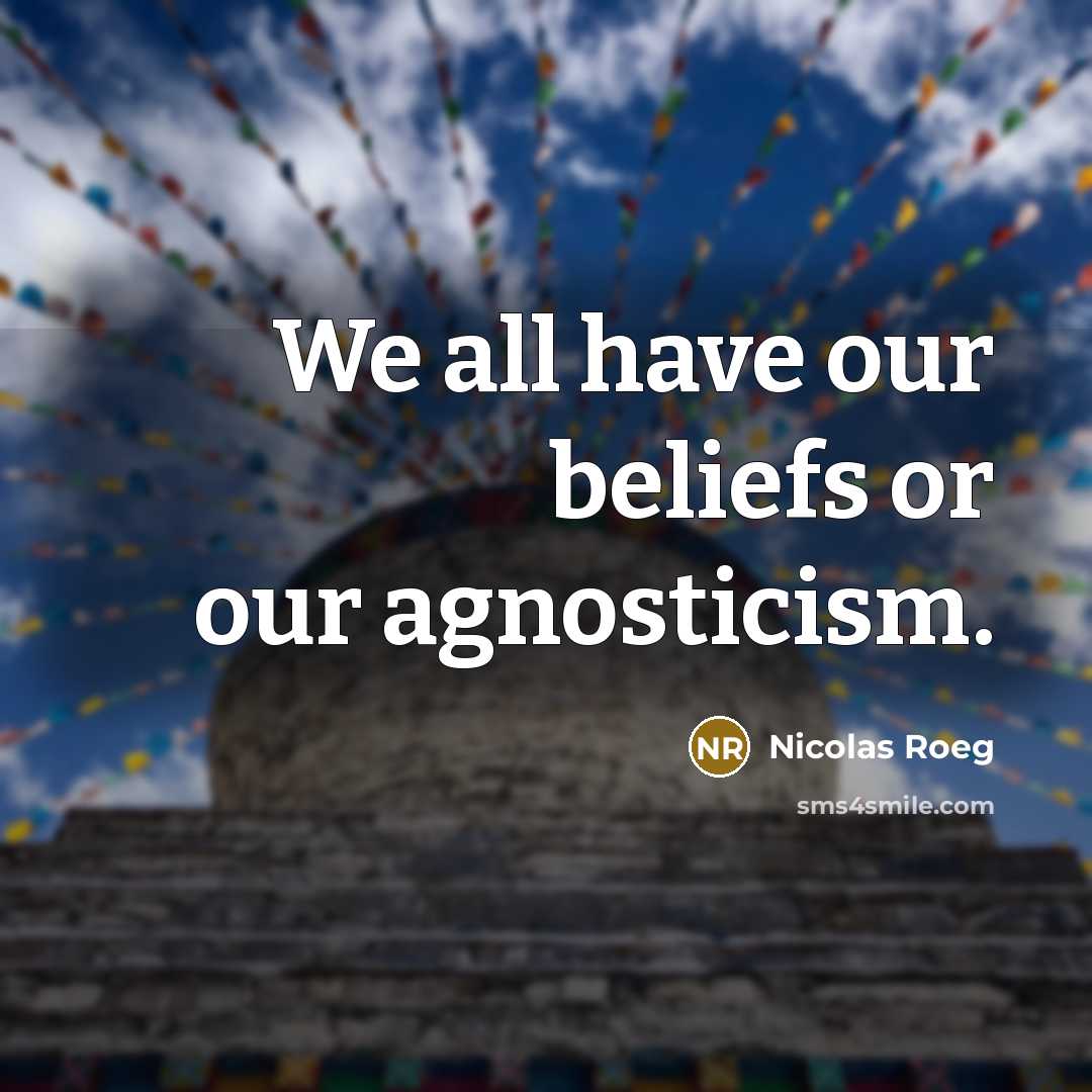 “We all have our beliefs or our agnosticism.…” quote by Nicolas Roeg