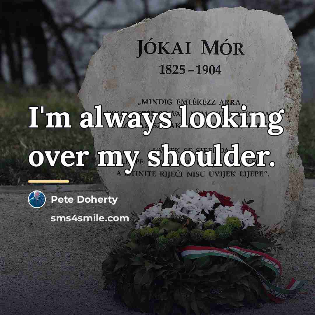 “I'm always looking over my shoulder.…” quote by Pete Doherty