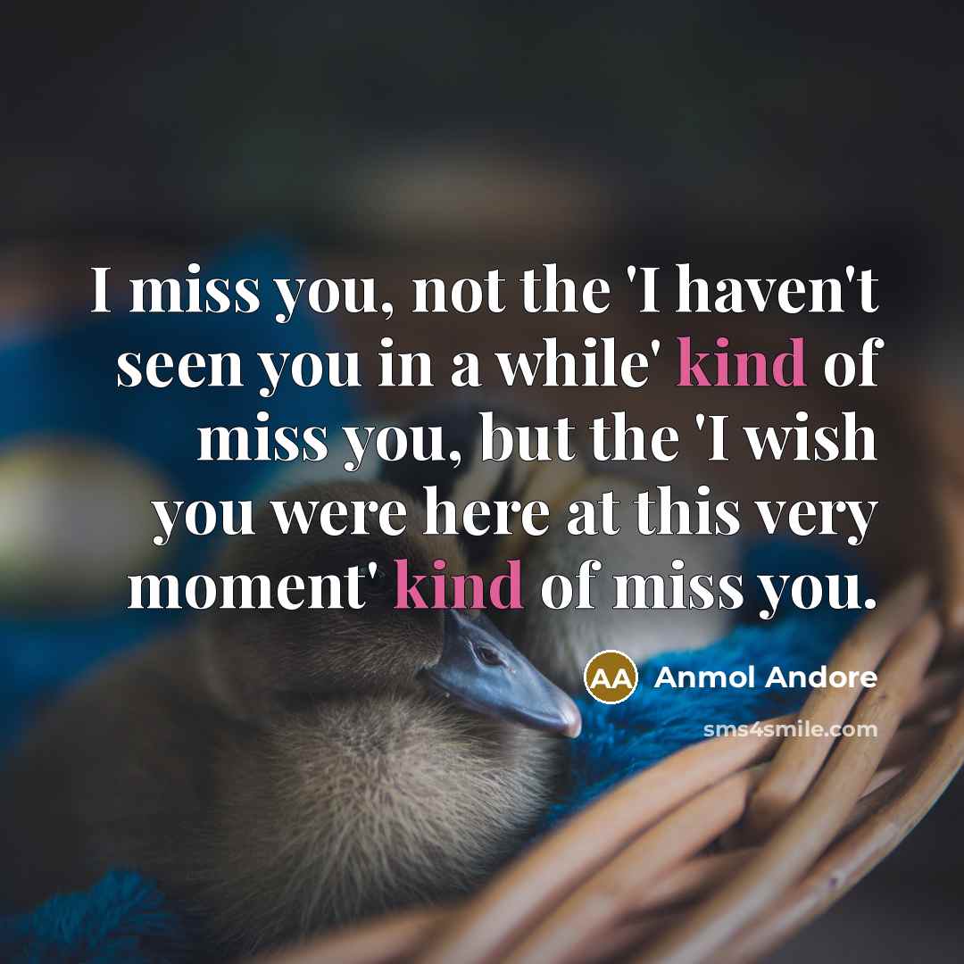 “I miss you, not the 'I haven't seen you in…” quote by Anmol Andore