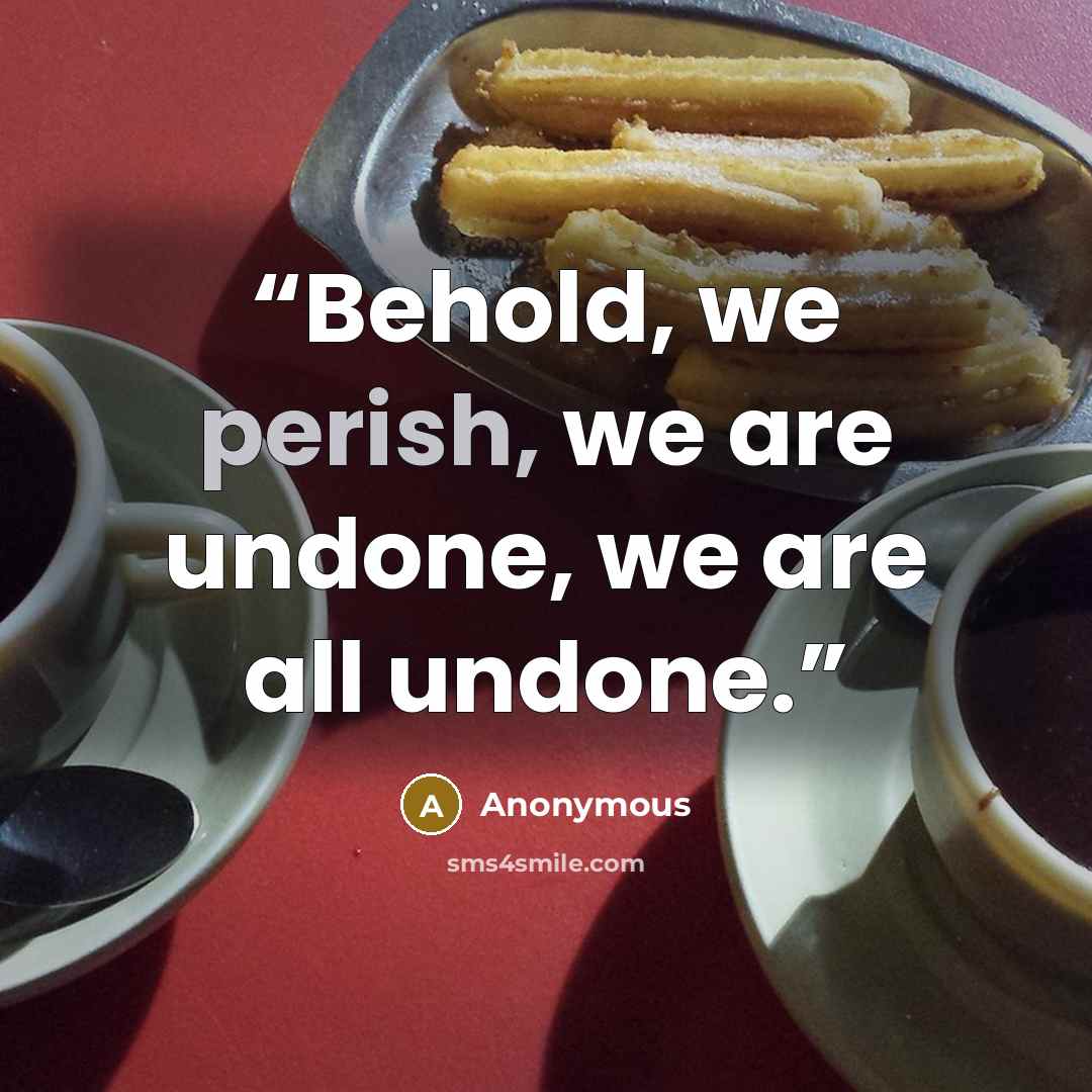 “Behold, we perish, we are undone, we are all undone.” quote by Anonymous