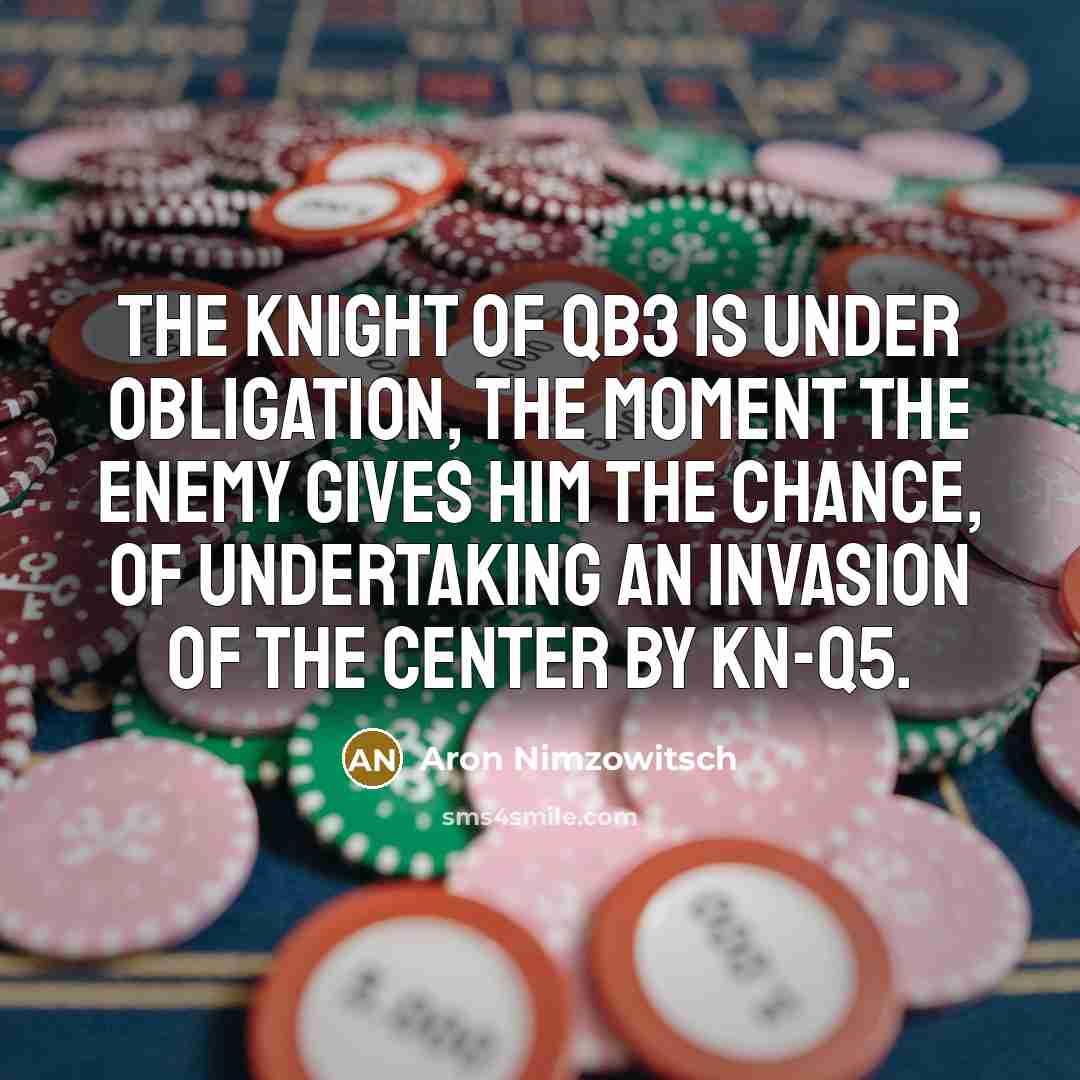 “The knight of QB3 is under obligation, the moment the…” quote by Aron Nimzowitsch