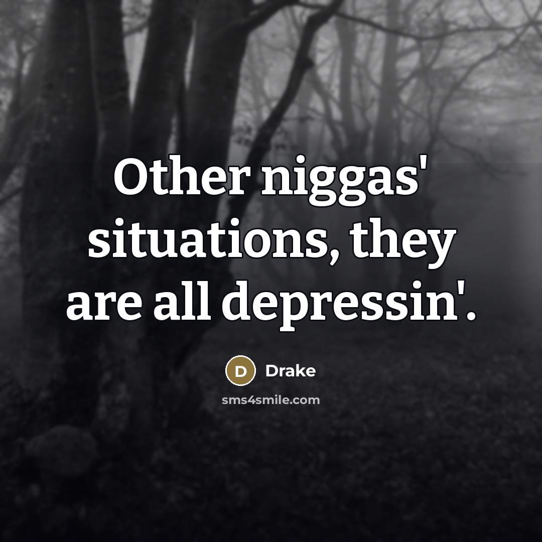 “Other niggas' situations, they are all depressin'.…” quote by Drake