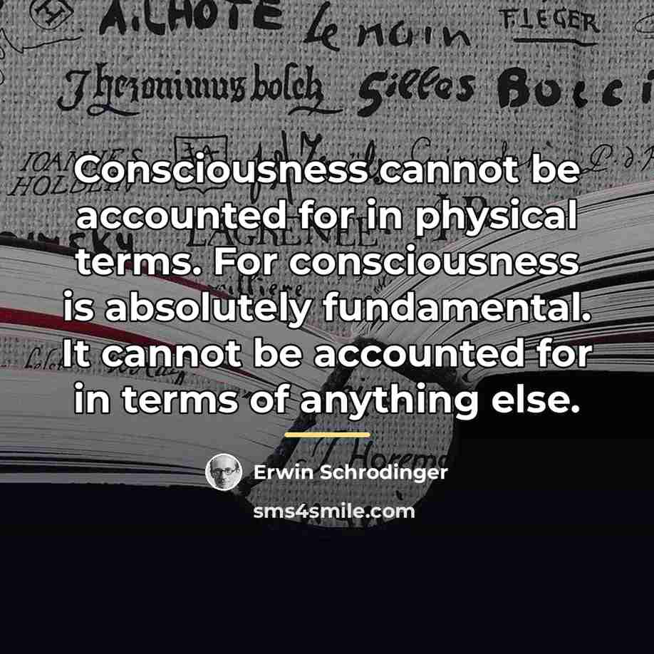 “Consciousness cannot be accounted for in physical terms. For consciousness…” quote by Erwin Schrodinger