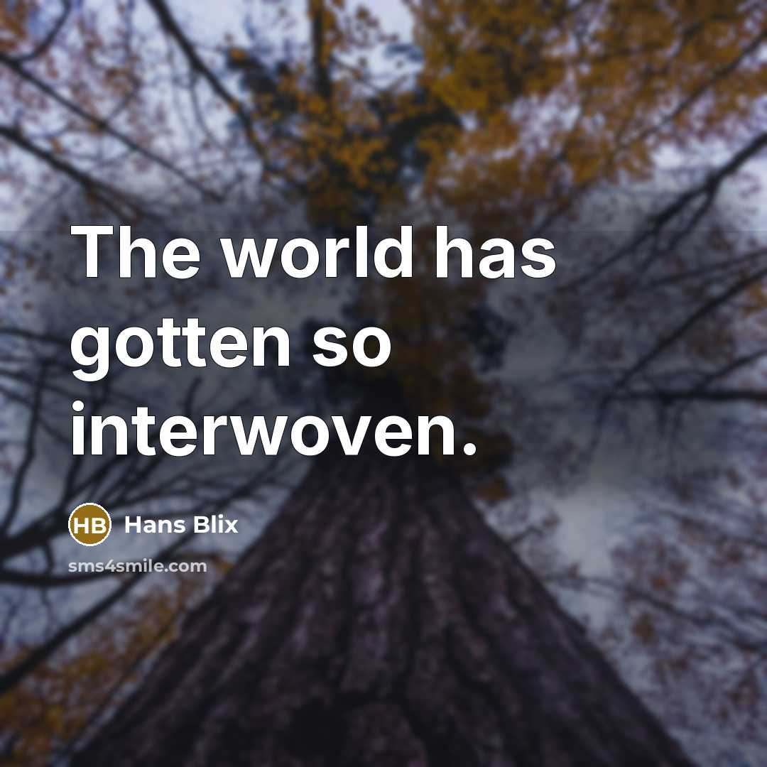“The world has gotten so interwoven.” quote by Hans Blix