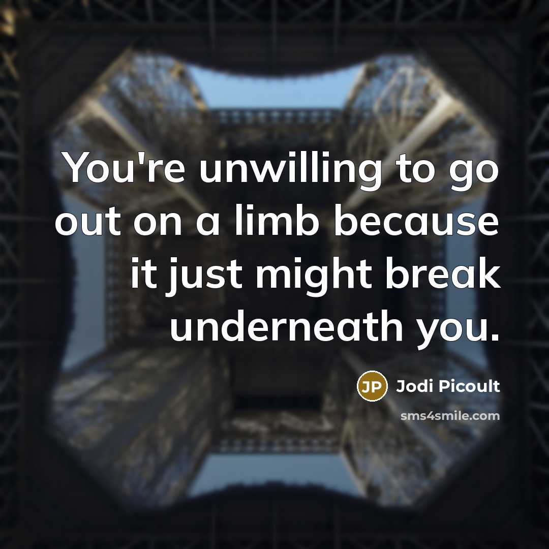 “You're unwilling to go out on a limb because it…” quote by Jodi Picoult