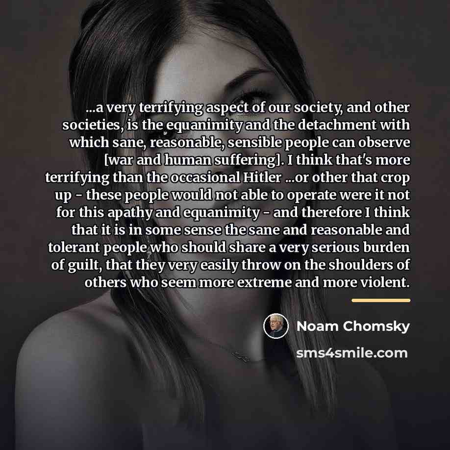 “...a very terrifying aspect of our society, and other societies,…” quote by Noam Chomsky