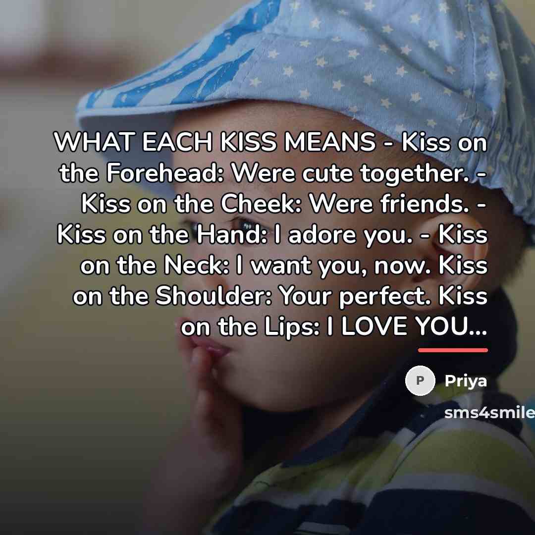 “WHAT EACH KISS MEANS - Kiss on the Forehead: Were…” quote by Priya