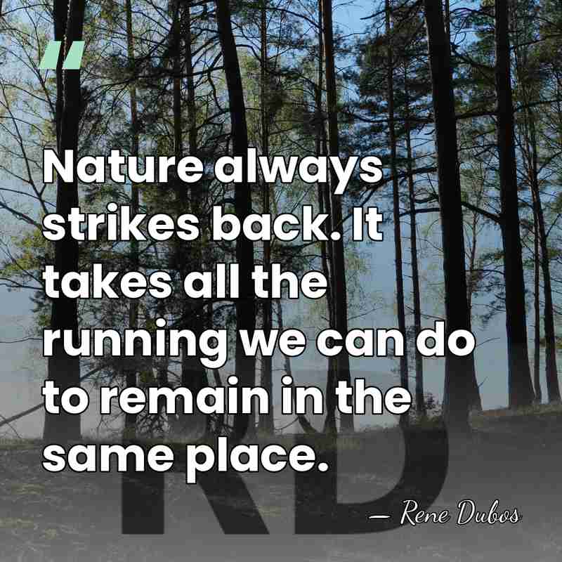 Nature always strikes back. It takes all the running we can do&hellip; - Rene Dubos