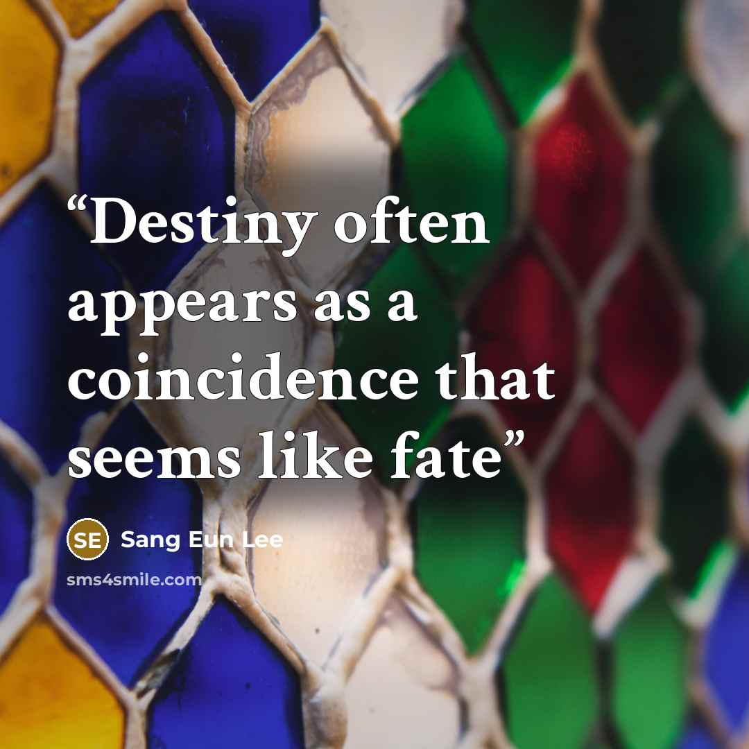 “Destiny often appears as a coincidence that seems like fate” quote by Sang Eun Lee