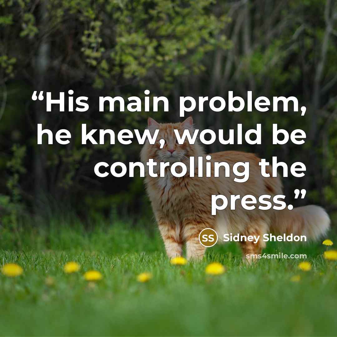 “His main problem, he knew, would be controlling the press.” quote by Sidney Sheldon