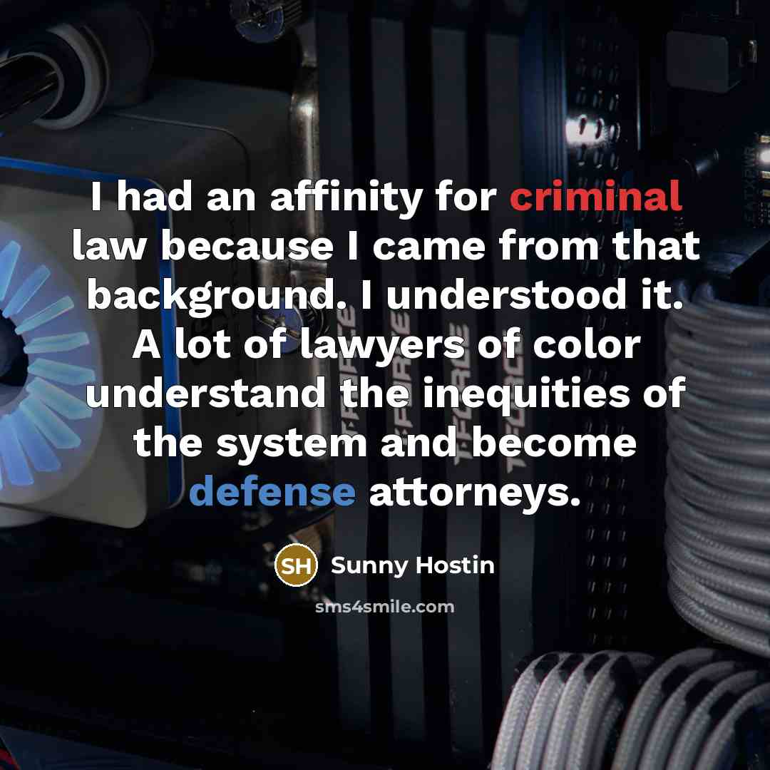 “I had an affinity for criminal law because I came…” quote by Sunny Hostin